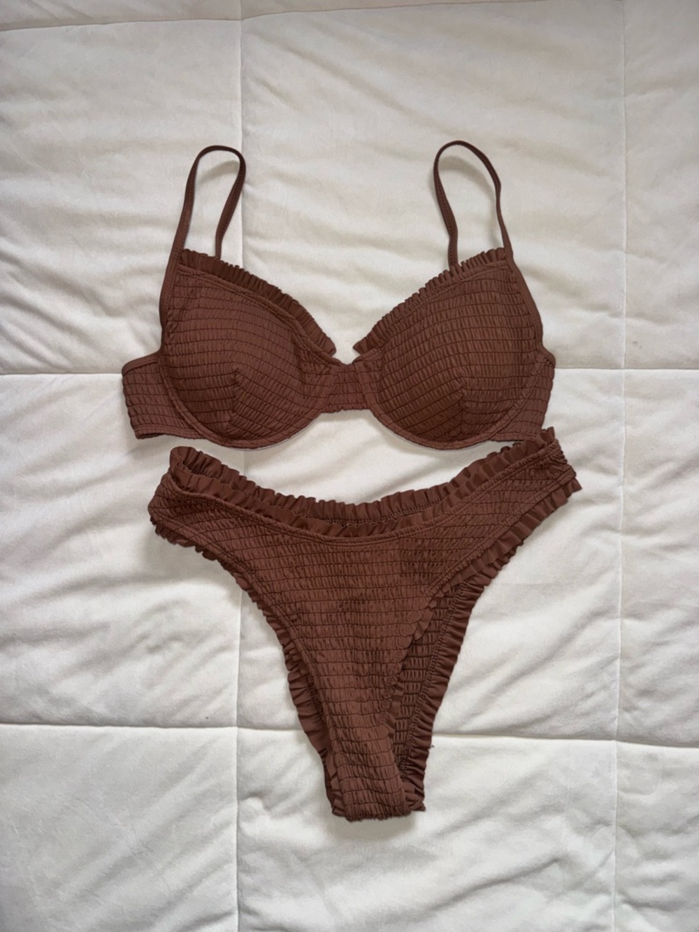 Textured Brown Bikini Set